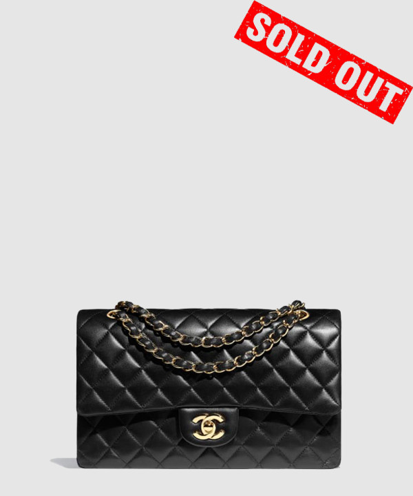 [CHANEL-샤넬]클래식 램스킨 미듐 블랙 금장