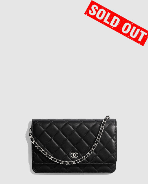 [CHANEL-샤넬]WOC 램스킨 블랙 금장