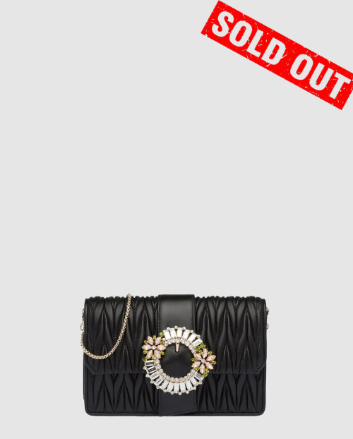 [MIUMIU-미우미우]마테라쎄 플라워 미니백 블랙