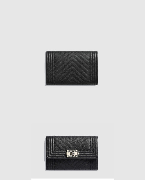 [CHANEL-샤넬]쉐브론 보이 플랩 카드지갑 A80603
