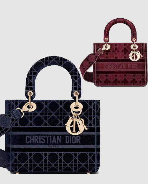 [DIOR-디올]레이디백 디라이트 벨벳 미듐 M0565