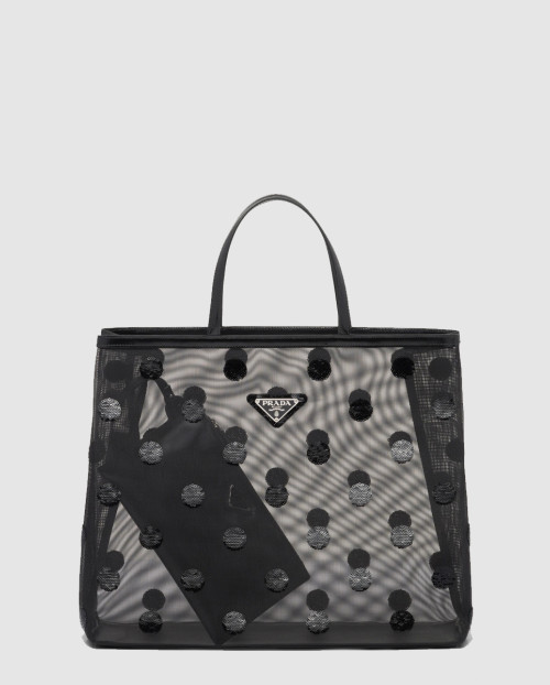 [PRADA-프라다]폴카 도트 메쉬 토트백 1BG416