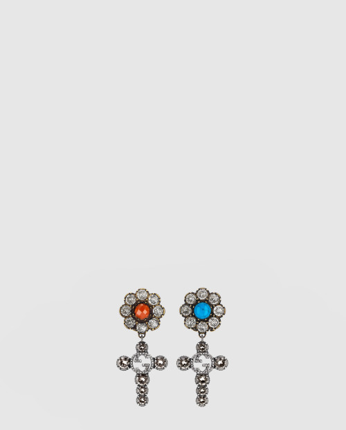 [GUCCI-구찌]크리스탈 플라워 귀걸이 656905