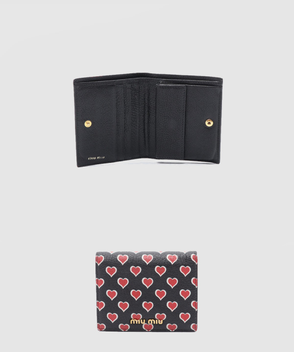 [MIUMIU-미우미우]마드라스 하트 반지갑 5MV204