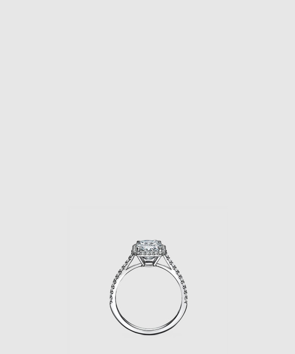 [TIFFANY-티파니]에메랄드 컷 헤일로 웨딩 반지