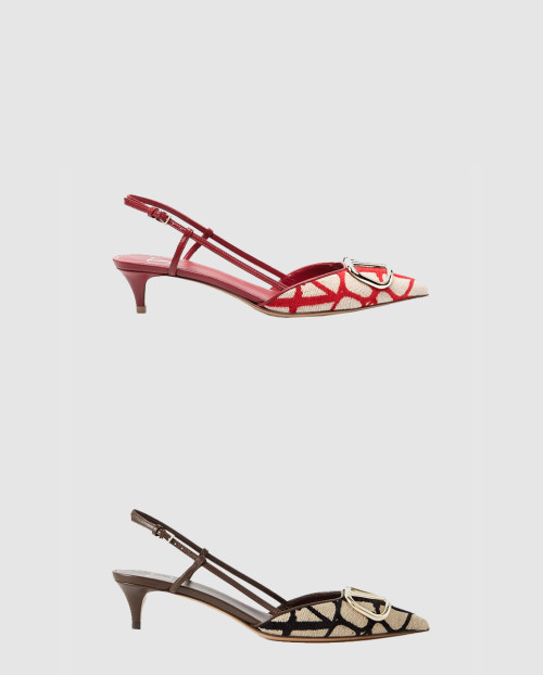 [VALENTINO-발렌티노]아이코노그래피 브이로고 시그니처 슬링백 펌프스