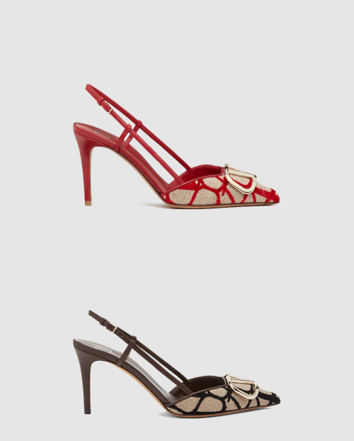 [VALENTINO-발렌티노]아이코노그래피 브이로고 시그니처 슬링백 펌프스