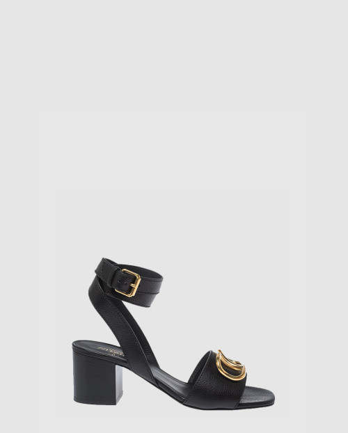 [VALENTINO-발렌티노]브이로고 레더 플랫폼 샌들