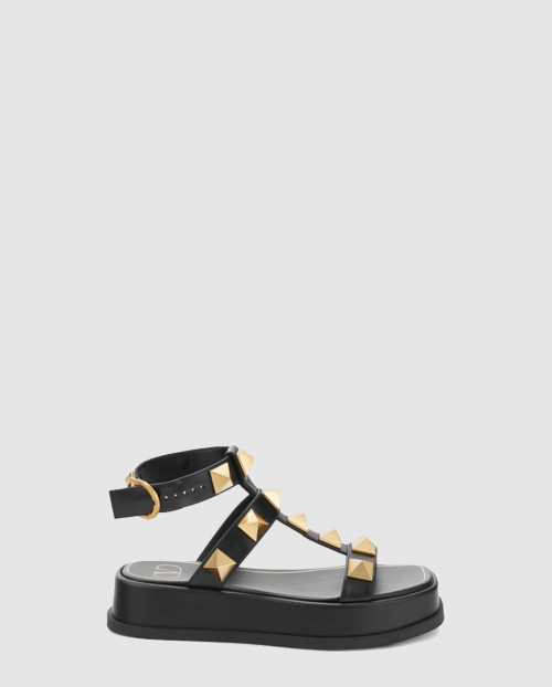 [VALENTINO-발렌티노]락스터드 레더 플랫폼 샌들