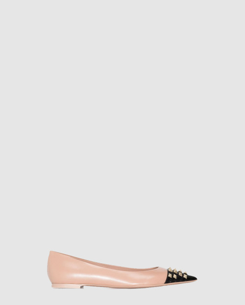 [VALENTINO-발렌티노]락스터드 레더 발레리나 펌프스