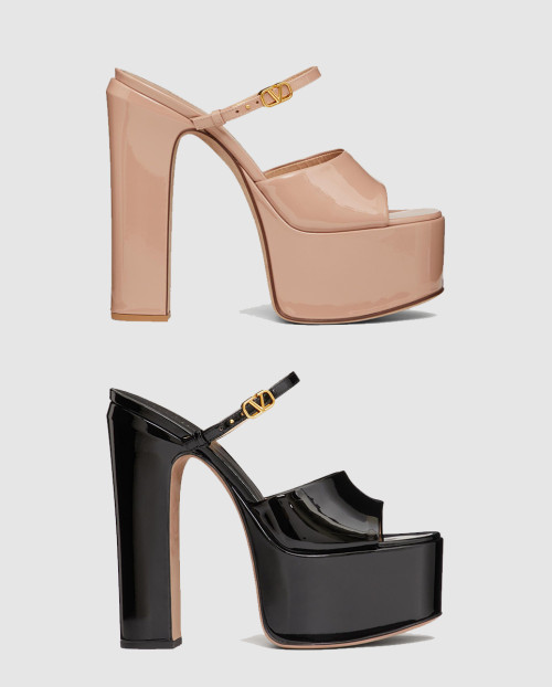 [VALENTINO-발렌티노]탱고 플랫폼 페이던트 레더 슬라이드