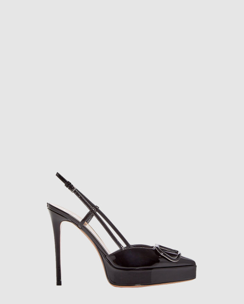 [VALENTINO-발렌티노]브이로고 메달리온 슬링백 플랫폼 펌프스