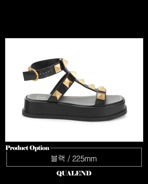 [VALENTINO-발렌티노]락스터드 레더 플랫폼 샌들
