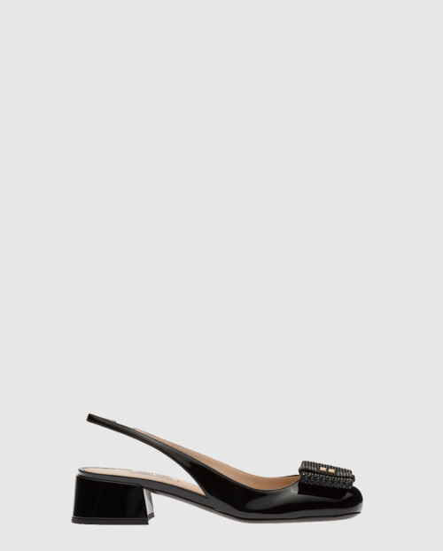 [MIUMIU-미우미우]메탈릭 가죽 샌들 F0002