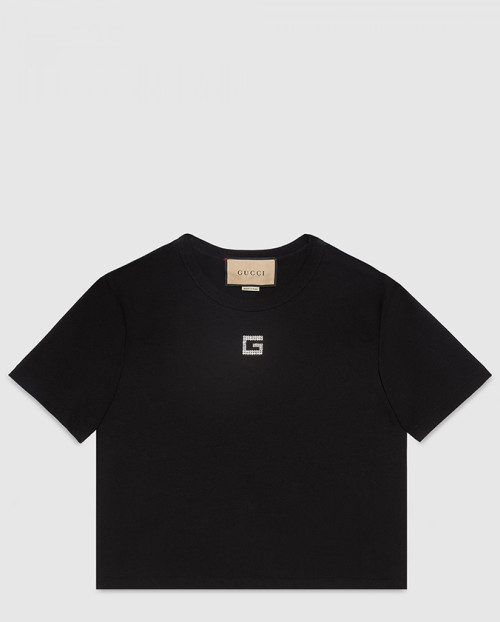[GUCCI-구찌]크리스탈 장식 코튼 저지 티셔츠 764971