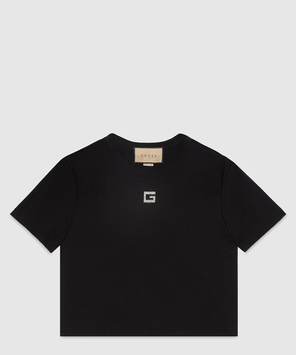 [GUCCI-구찌]크리스탈 장식 코튼 저지 티셔츠 764971