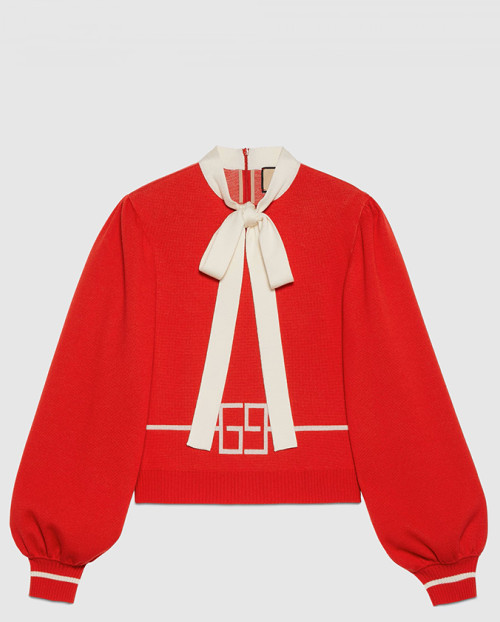 [GUCCI-구찌]스퀘어 GG 울 자카드 니트 탑 676829