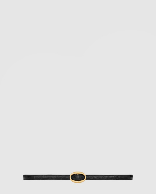 [SAINT LAURENT-생로랑]크로커다일 오벌 버클 슬림 벨트 756959