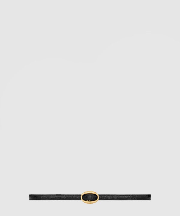 [SAINT LAURENT-생로랑]크로커다일 오벌 버클 슬림 벨트 756959