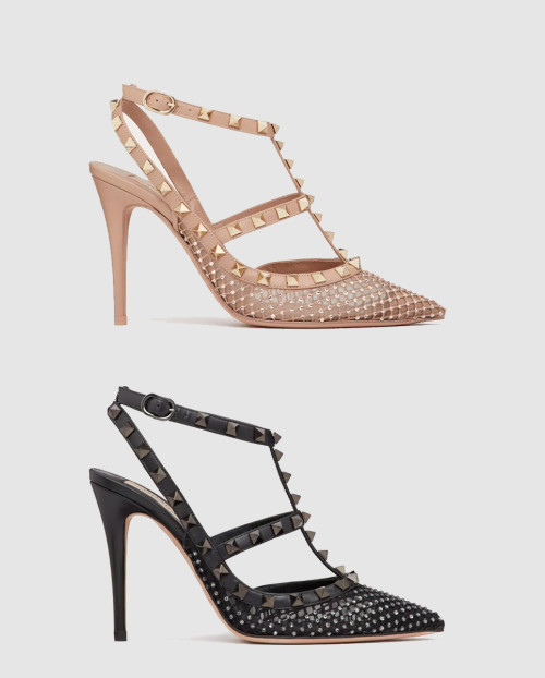[VALENTINO-발렌티노]페이턴트 가죽 락스터드 케이지 펌프스