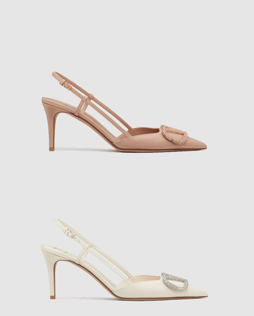 [VALENTINO-발렌티노]송아지 가죽 VLOGO SIGNATURE 슬링백 펌프스