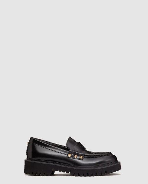 [VALENTINO-발렌티노]락스터드 송아지 가죽 로퍼