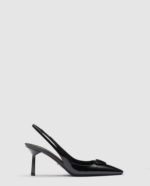 [PRADA-프라다]페이턴트 가죽 슬링백 펌프스 1I901M