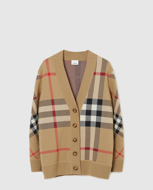 [BURBERRY-버버리]체크 테크니컬 울 자카드 가디건 80391531