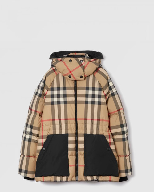 [BURBERRY-버버리]체크 후드 다운 재킷 80590941