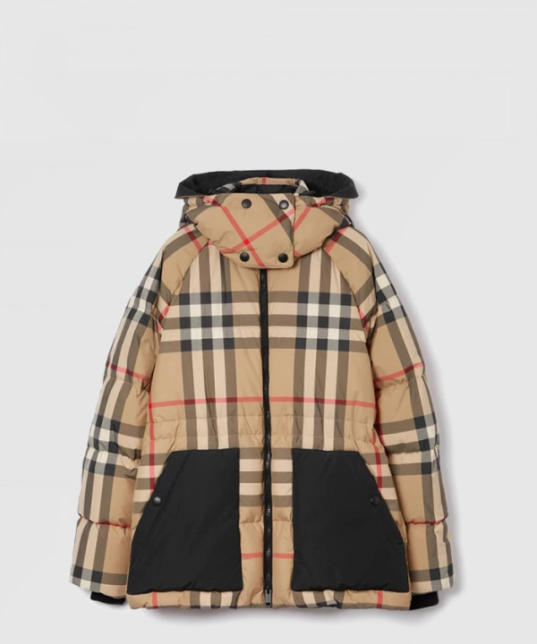 [BURBERRY-버버리]체크 후드 다운 재킷 80590941