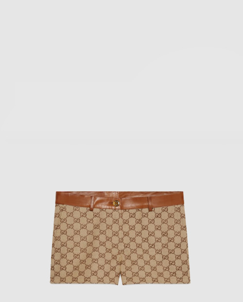 [GUCCI-구찌]레더 트리밍 디테일의 GG 캔버스 쇼츠 681154