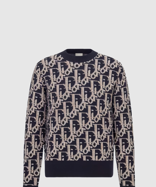 [DIOR-디올]스웨터 네이비 블루 울 자카드 193M6