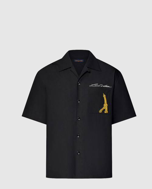 [LOUIS VUITTON-루이비통]오픈 칼라 쇼트 슬리브드 코튼 셔츠 1AFJHR