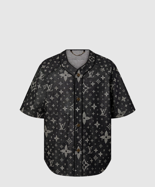 [LOUIS VUITTON-루이비통]모노그램 데님 베이스볼 셔츠 1AF352