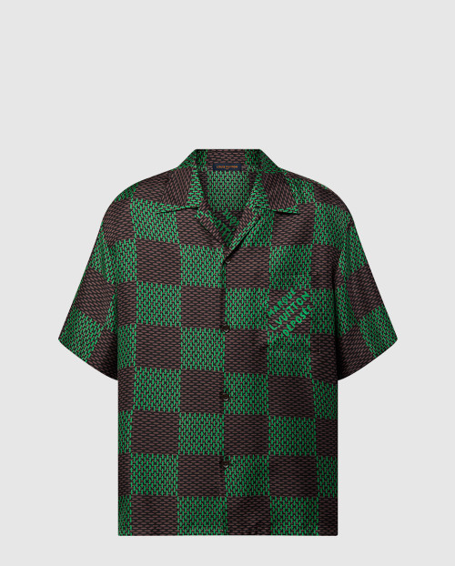 [LOUIS VUITTON-루이비통]오픈 칼라 쇼트 슬리브드 실크 셔츠 1AFJAS