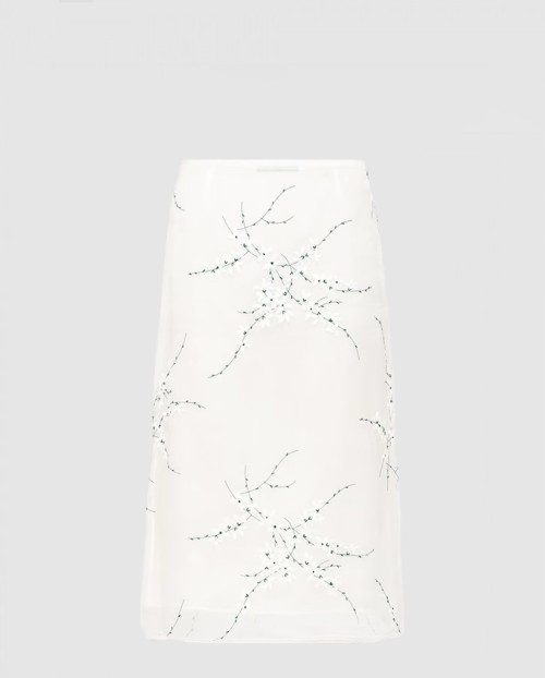 [PRADA-프라다]자수 오간자 미디스커트 P123JR