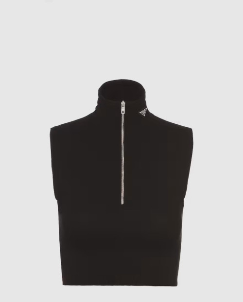 [PRADA-프라다]울 및 비스코스 터틀넥 크롭 탑 P29972