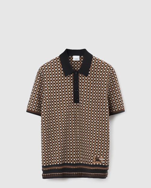 [BURBERRY-버버리]체크 코튼 블렌드 폴로 셔츠 80703021