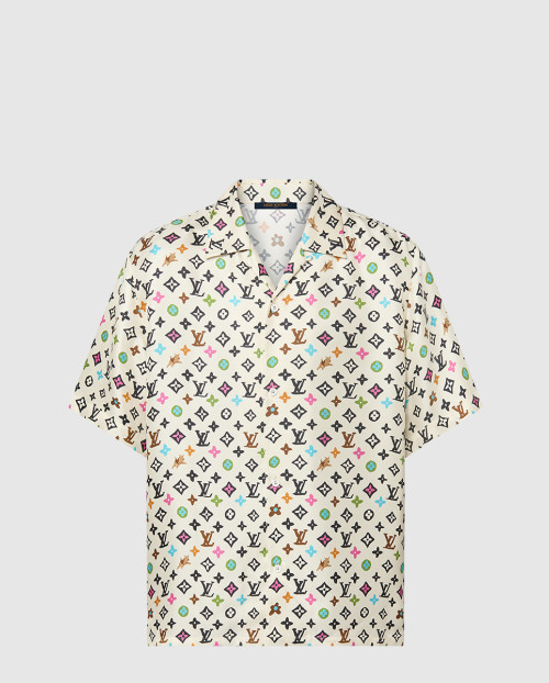 [LOUIS VUITTON-루이비통]모노그램 프린티드 쇼트 슬리브드 실크 셔츠 1AFQ26