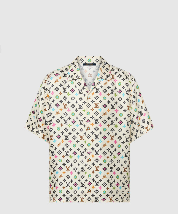 [LOUIS VUITTON-루이비통]모노그램 프린티드 쇼트 슬리브드 실크 셔츠 1AFQ26