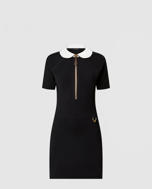 [LOUIS VUITTON-루이비통]테크니컬 저지 피터 팬 칼라 드레스 1AF465