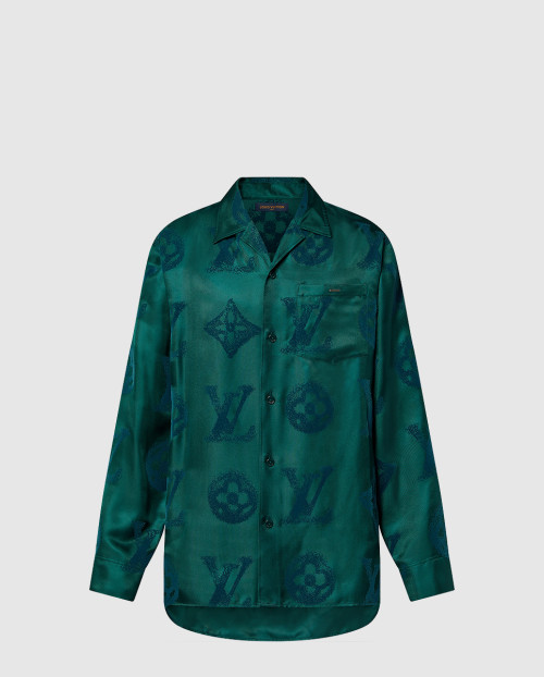 [LOUIS VUITTON-루이비통]모노그램 플록드 실크 롱 슬리브드 셔츠 1AFAWQ