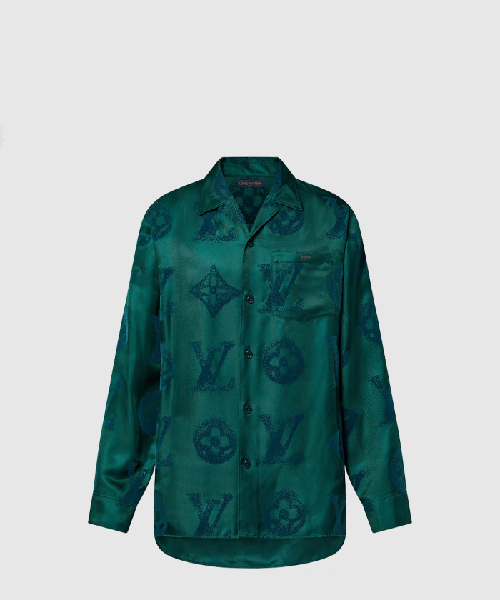 레플리카|이미테이션 louis-vuitton-루이비통모노그램-플록드-실크-롱-슬리브드-셔츠-1afawq