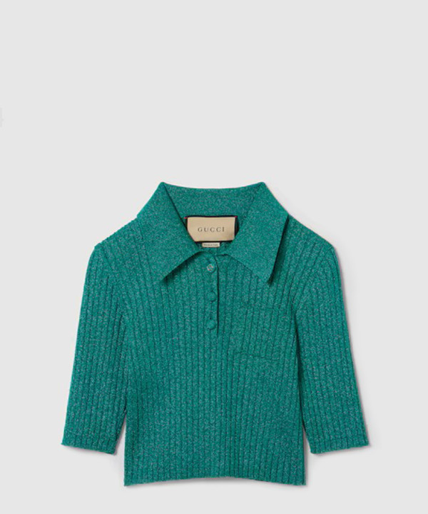 [GUCCI-구찌]리브 라메 크롭 폴로 셔츠 775479