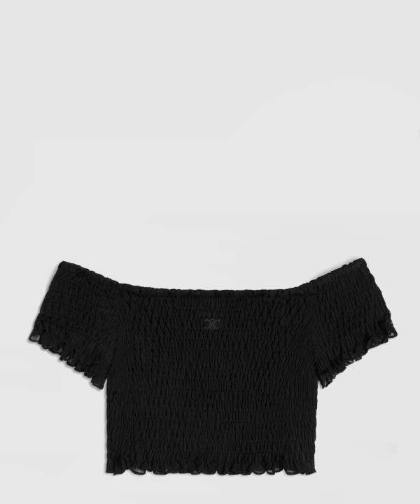 [CELINE-셀린느]트리옹프 크롭 탑 고퍼드 실크 2AE0P8