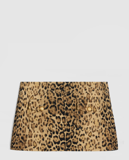 [CELINE-셀린느]방도 미니 스커트 더블 울 레오파드 2J7216