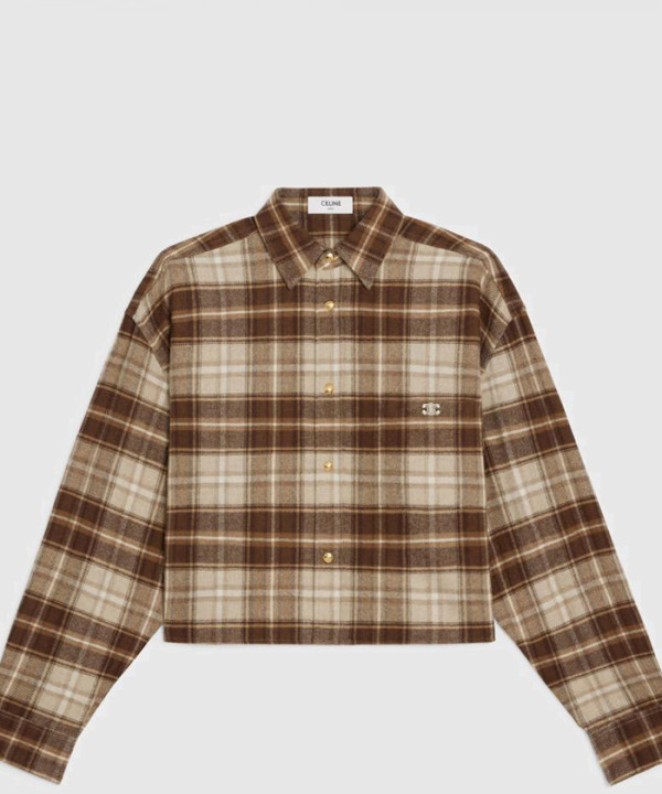 [CELINE-셀린느]크롭 셔츠 체크 캐시미어 2C8783