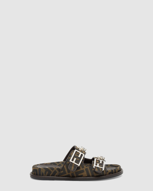 [FENDI-펜디]갈색 패브릭 슬라이드 8X8326