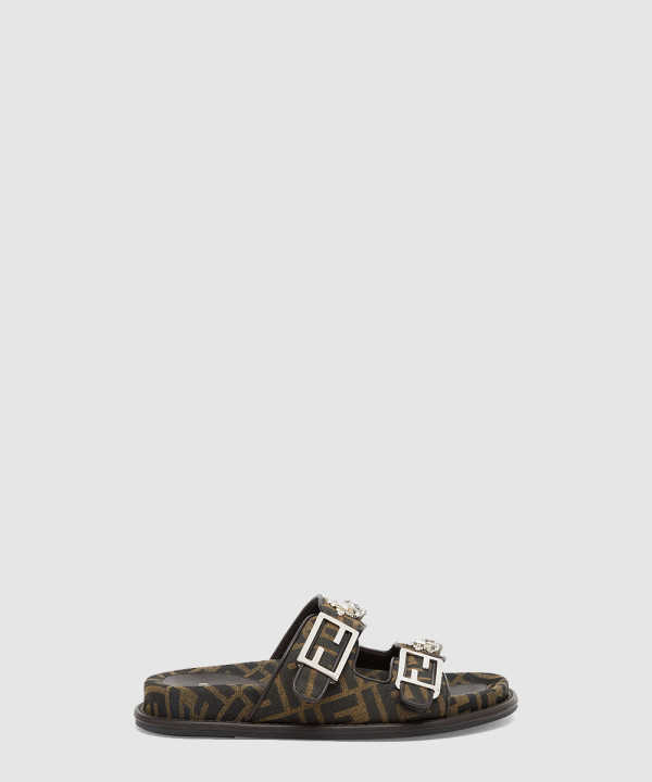 [FENDI-펜디]갈색 패브릭 슬라이드 8X8326
