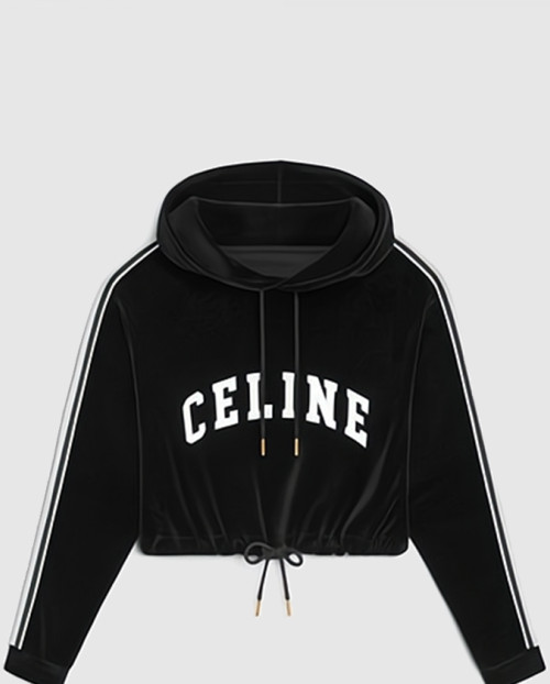 [CELINE-셀린느]크롭 후디 벨벳 저지 2Y12C7